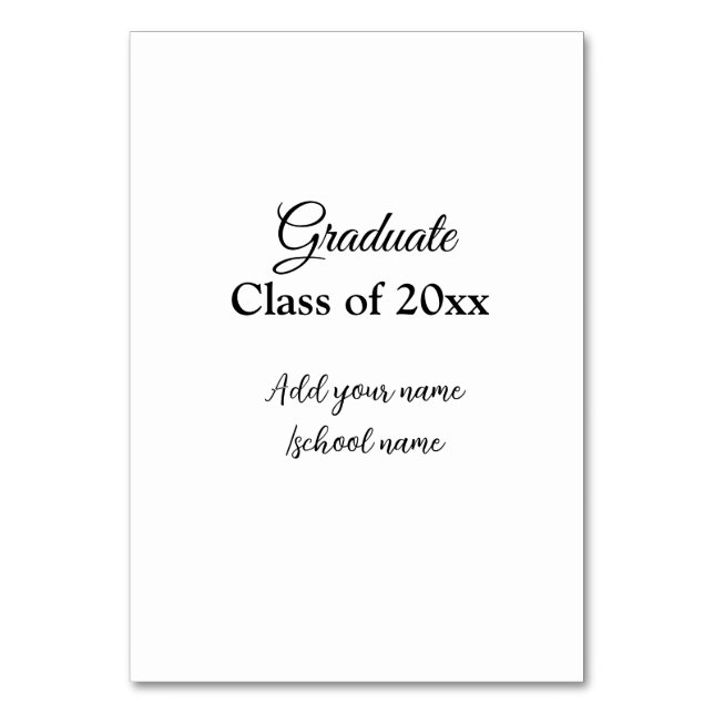 Enkla grattisar i studenten - minimalt antal tilla bordsnummer (Framsidan)