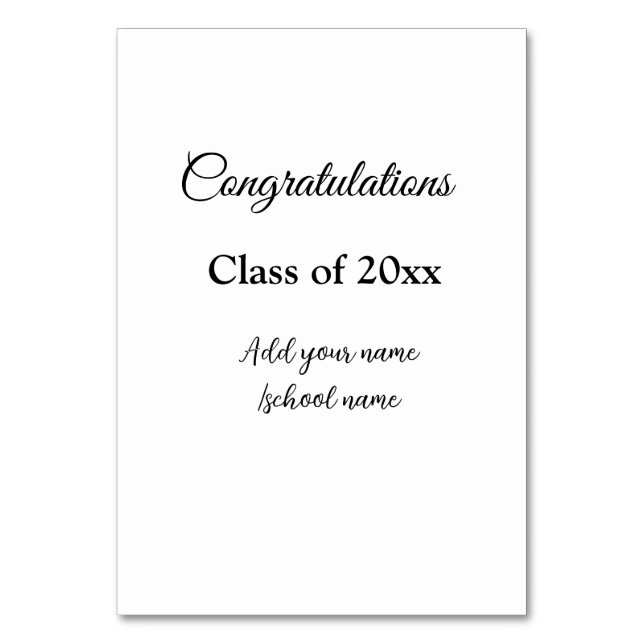 Enkla grattisar i studenten - minimalt antal tilla bordsnummer (Framsidan)