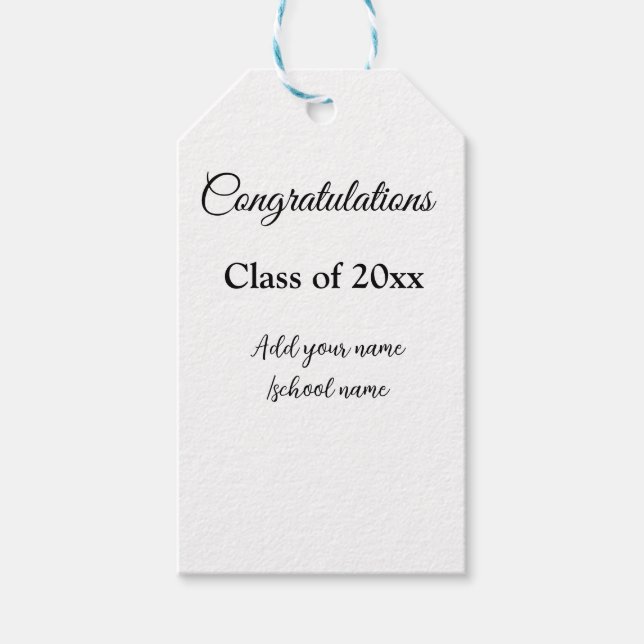 Enkla grattisar i studenten - minimalt antal tilla presentetikett (Framsidan)