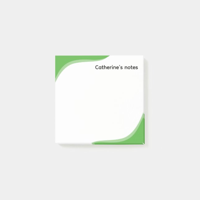 Enkla gröna och svarta vågor anpassningsbara post-it block (Framsida)