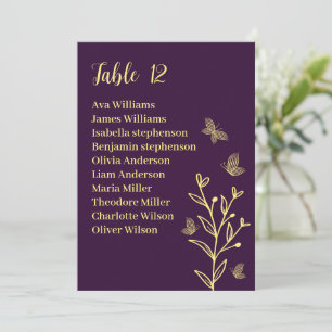 Enkla gula blommor lila sittplatskort inbjudningar