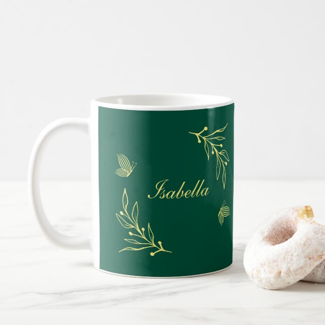 Enkla guldföremål smaragdgröna  kaffemugg (Med munk)