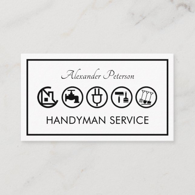 Enkla Handyman Verktyg Ram Visitkort (Framsida)