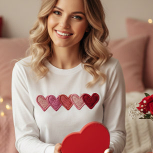Enkla hjärtan Broderi utseende Minimalistisk T Shirt