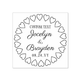 Enkla Hjärtan Bröllop Tack eller Spara Datum Stämpel