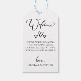 Enkla hjärtan bröllskaps välkomstpåse presentetikett