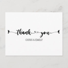 Enkla hjärtan och fågel kalligrafi tack vykort