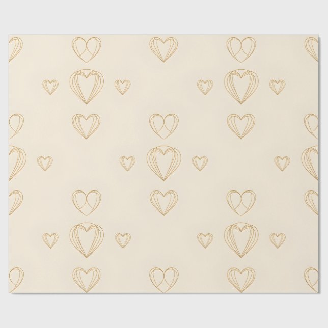 Enkla hjärtkonturer arrangerade omslagspapper presentpapper (Platt)