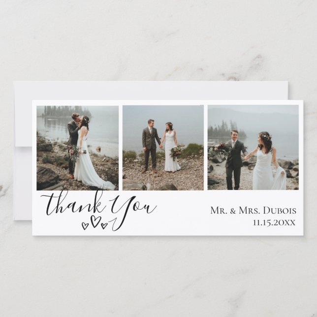 Enkla hjärtor som gifta sig fototack tack kort (Framsida)