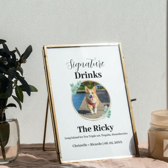 Enkla Hund namnteckning drycker bröllop pub Poster (Skapare uppladdad)