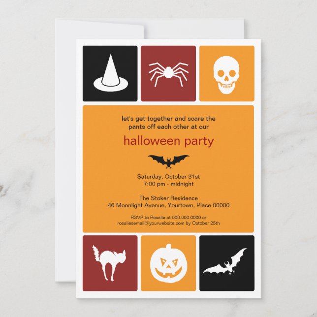 Enkla ikoner Halloween fest Inbjudningar (Framsida)