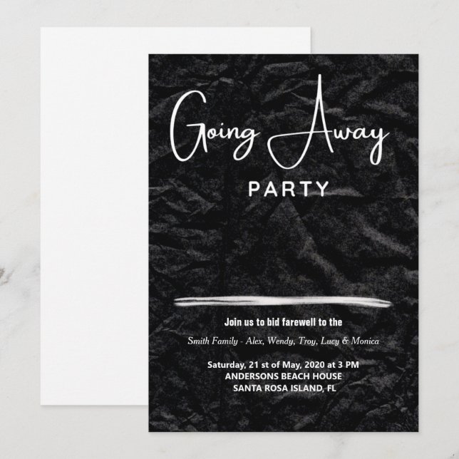 enkla inbjudningar till avgående part (Fram/baksida)