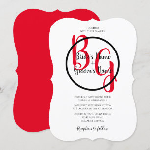 Enkla inbjudningar till Initialer-bröllop i Person