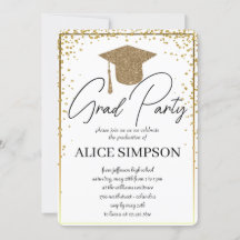 Enkla inbjudningar till Studentfesten guld