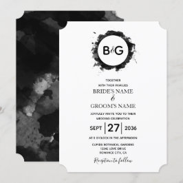 Enkla inbjudningar till svartvita bröllop
