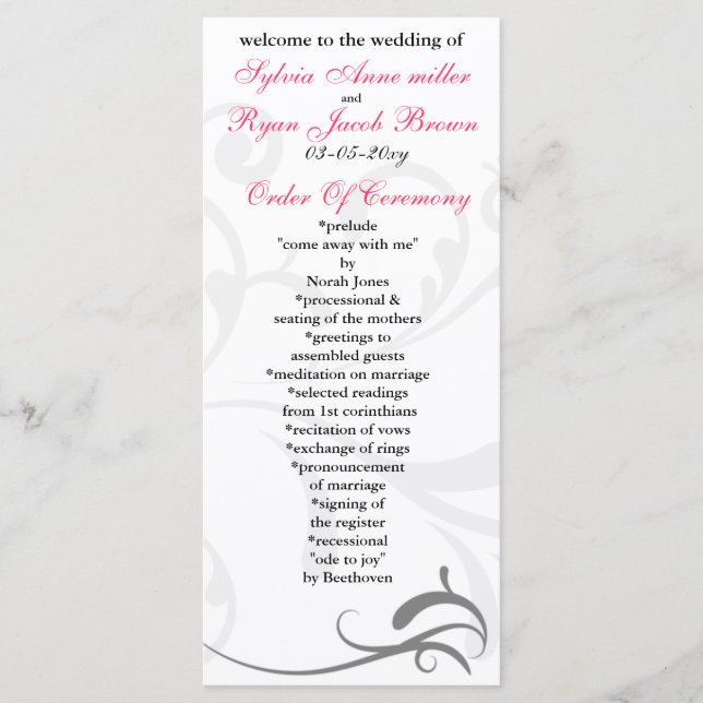 Enkla inbjudningar till svartvita bröllop (Framsida)