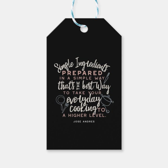 Enkla ingredienser och dagliga matlagningscitat presentetikett (Framsidan)