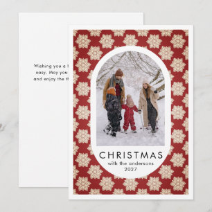 Enkla jul snöflingor mönster familjefoto julkort