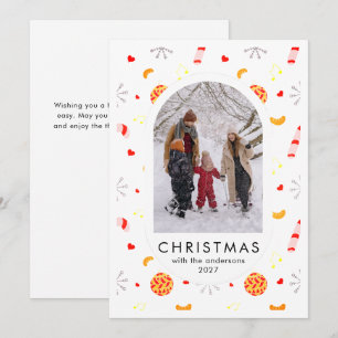 Enkla jul snöflingor mönster familjefoto julkort