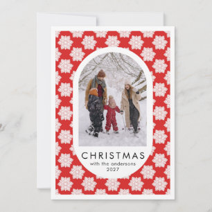 Enkla jul snöflingor mönster familjefoto julkort