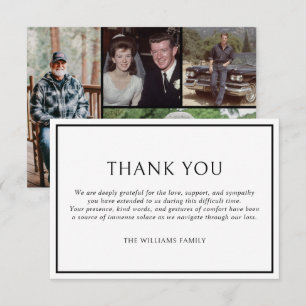 Enkla klassiska svarta ramar Sorg Sympati Foton Tack Kort