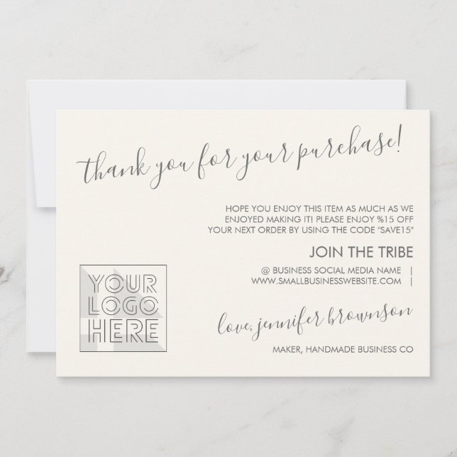 Enkla klassiska tvättinstruktioner för elfenben tack kort (Framsida)