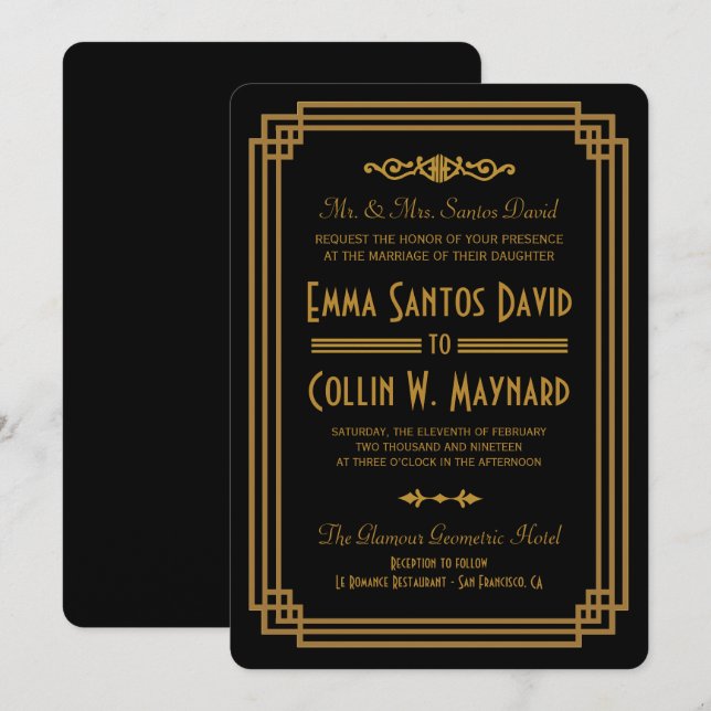 Enkla konsthandläggsinbjudningar till svartvita br inbjudningar (Fram/baksida)