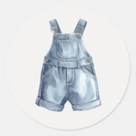 Enkla kuvertdekaler i blå jeans för baby shower runt klistermärke