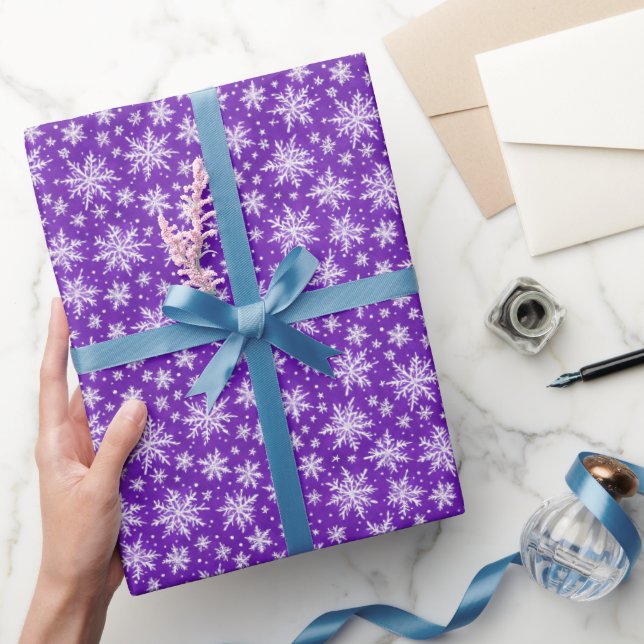 Enkla lila vita vinter snöflingor akvarell presentpapper (Gifting)