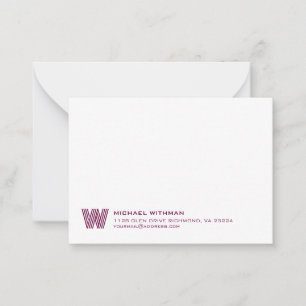 Enkla Linjer Monogram Initial Namn Klassisk VIN Anteckningskort