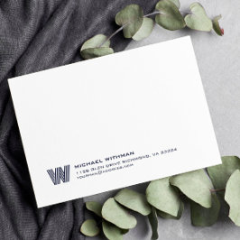 Enkla Linjer Monogram Initial Namn MÖRKBLÅ Anteckningskort