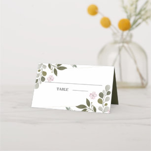 Enkla Löv och blommor med vattenfärg Placeringskort