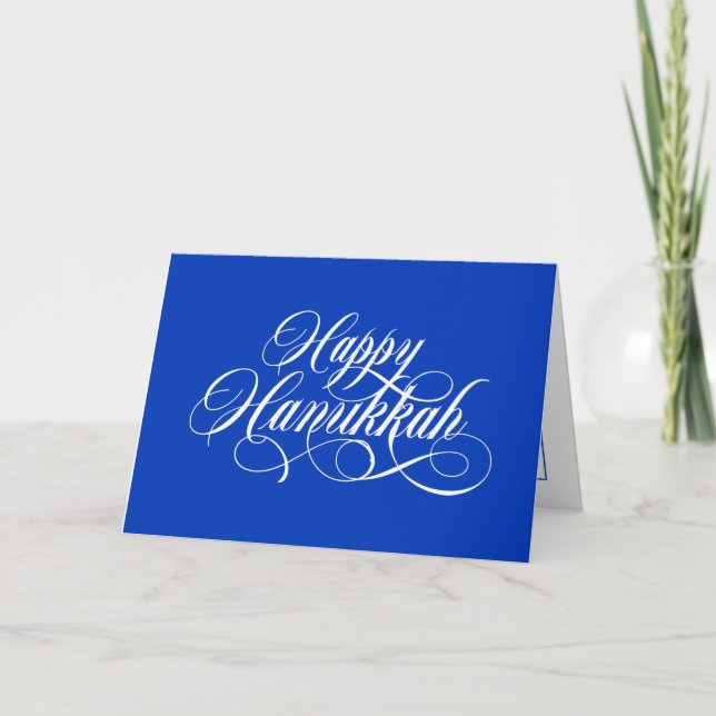 Enkla Lycklig Hanukkah-hälsningskort i Elegant Helgkort (Framsida)