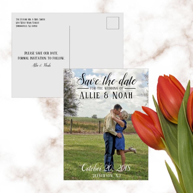 Enkla manusfoto spara datum meddelande vykort (Skapare uppladdad)