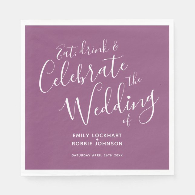 Enkla manusmusslor och vita bröllop-blöjor pappersservett (Framsidan)