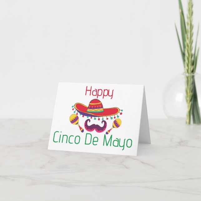 Enkla maracas och hat cinco de mayo hälsning kort (Framsida)