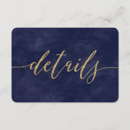 Enkla marinblå akvarell- och guldpräglade bröllops inbjudningar