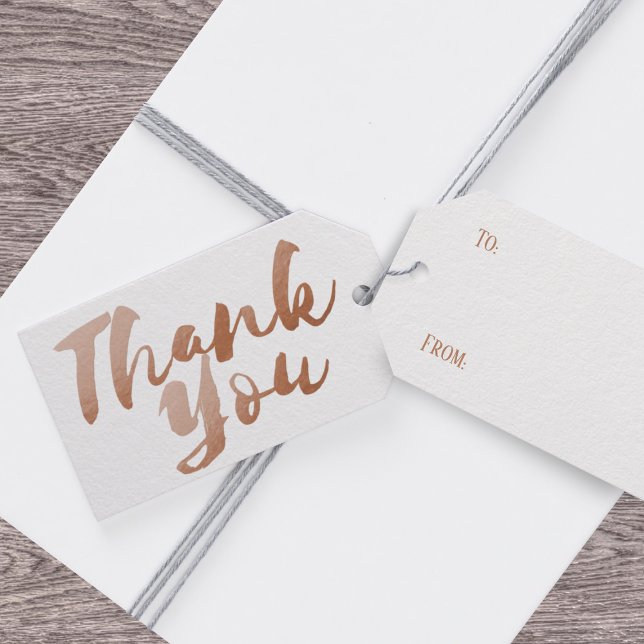 Enkla Märkre för Faux Foil Tack Gift Ro Guld Presentetikett (A simple rose gold thank you gift tag for all your thank you gift tag needs)