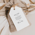 Enkla Märkre för välkomstgåva till Elegant bröllop Presentetikett<br><div class="desc">Dessa enkla märkre för välkomna gåvor från elegant bröllop är perfekt för ert moderna minimalistiska svarta och vita bröllop. Utformningen har minimalt teckensnitt för contemporary tillsammans med formell kalligrafi. Behålla den som den är,  eller välj att anpassa den med egna teckningar eller foton!</div>