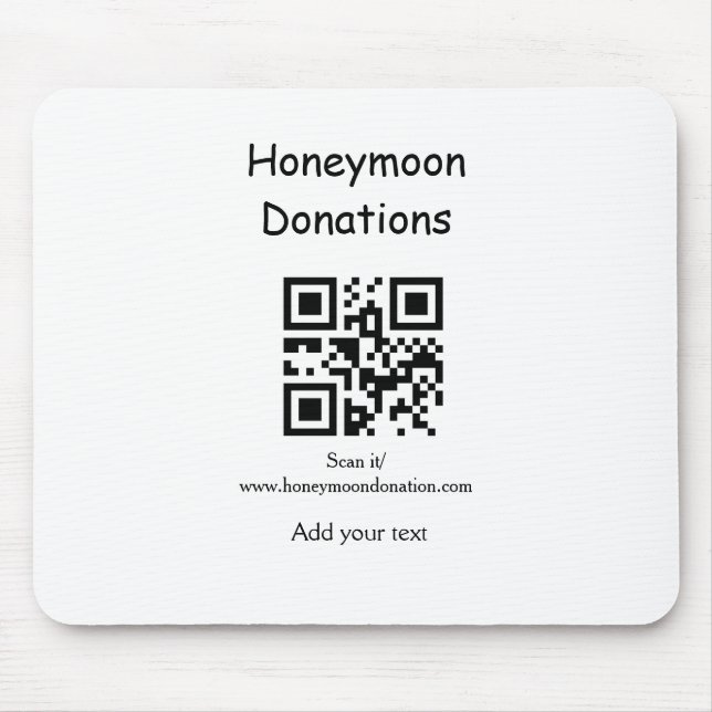 Enkla minimala bröllopsdonationer bröllop q r kod musmatta (Framsidan)