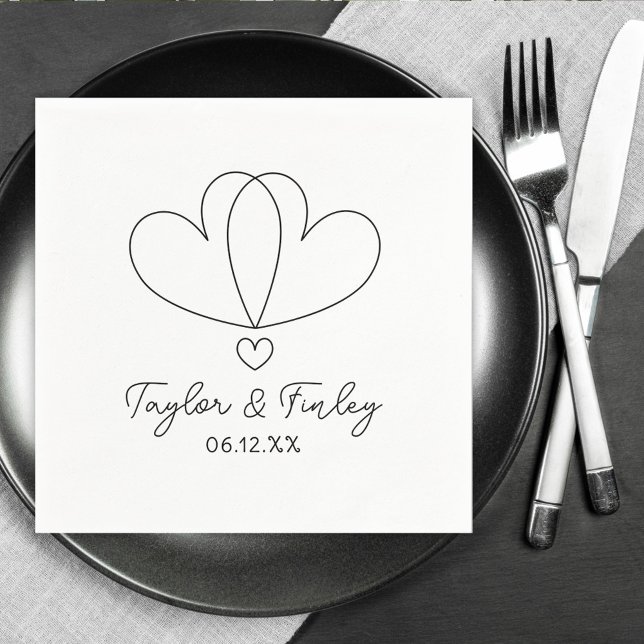 Enkla, minimala, moderna, anpassade namn på Bröllo Pappersservett (Skapare uppladdad)