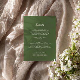 Enkla Minimalist|Mörk Salvia Bröllopsdetaljer Tilläggskort