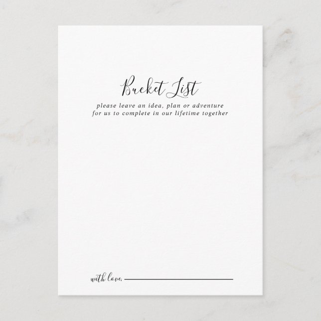 Enkla minimalistiska bröllopsbucketlist-kort vykort (Framsida)