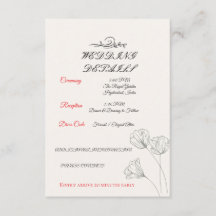 Enkla minimalistiska bröllopsdetaljkort