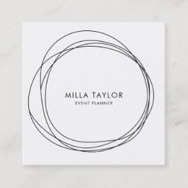Enkla, minimalistiska moderna svarta och vita cirk fyrkantigt visitkort