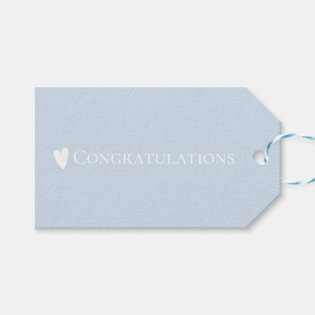 Enkla minimalistiska pastellblå Grattisar Presentetikett (Framsidan (Horisontell))