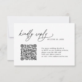 Enkla minimalistiska QR-kod bröllops-svarskort OSA Kort