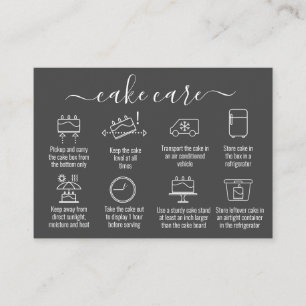 Enkla minimalistiska Tack Cake Care-instruktioner Visitkort