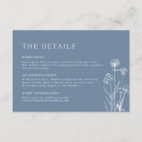 Enkla Minimalistiska Vinblå Flora Bröllopsdetaljer