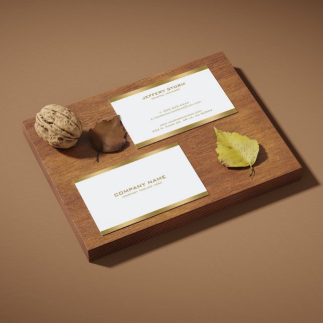 Enkla, minimalistiska vita Guld-detaljer Visitkort (Skapare uppladdad)